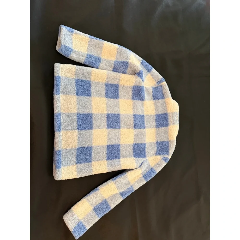 Vineyard Vines Boys Blue Buffalo Check Sherpa Fleece Quarter Zip  Med 10-12